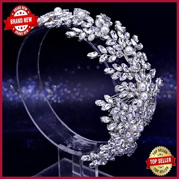 Crystal Pearl Rhinestone Bridal Hair Comb Wedding Accessory Silver